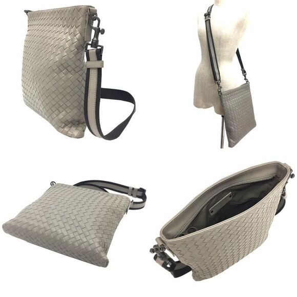BOTTEGA VENETA Gray Leather Intrecciato Shoulder Bag - Picture 2 of 3